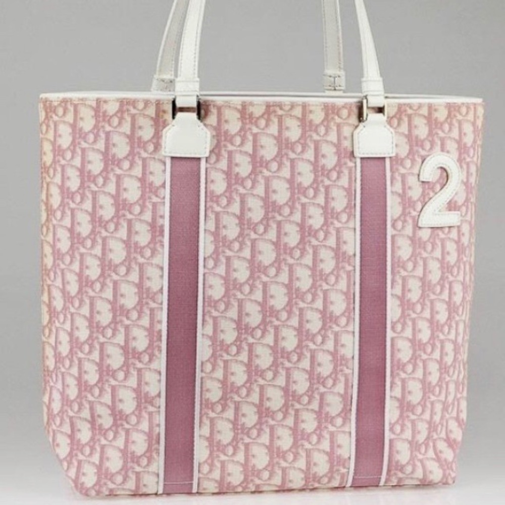 Dior pink monogram tote bag